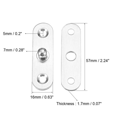 Harfington Uxcell 8 Sets Stainless Steel 360 Degree Rotating Door Pivot Hinge 57mm x 16mm