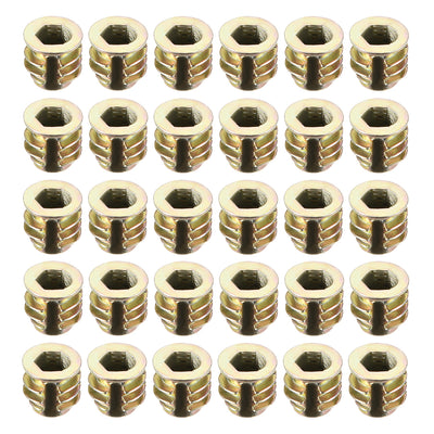 Harfington Uxcell Threaded Insert Nuts Zinc Alloy Hex Socket M4 Internal Threads 8mm Length 30pcs