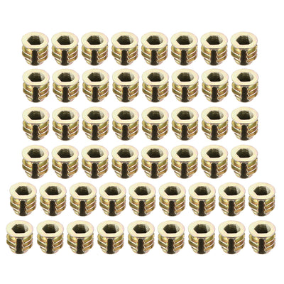 Harfington Uxcell Threaded Insert Nuts Zinc Alloy Hex Socket M4 Internal Threads 8mm Length 50pcs