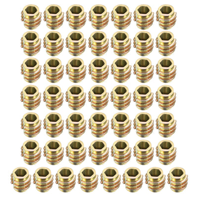 Harfington Uxcell Threaded Insert Nuts Zinc Alloy Hex-Flush M4 Internal Threads 8mm Length 50pcs