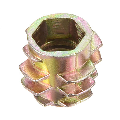 Harfington Uxcell Threaded Insert Nuts Zinc Alloy Hex-Flush M6 Internal Threads 10mm Length 30pcs