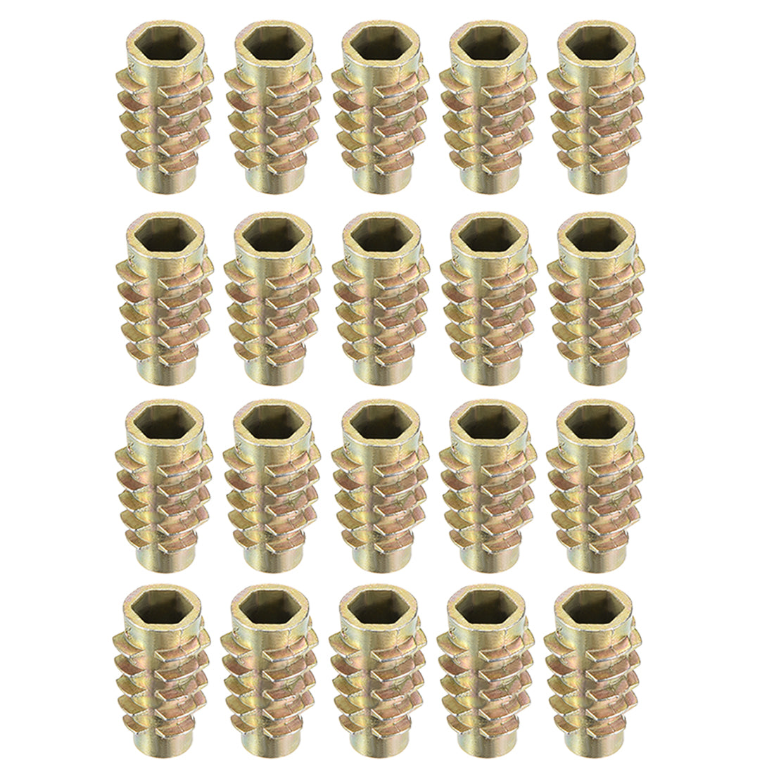 Uxcell Threaded Insert Nuts Zinc Alloy Hex-Flush M6 Internal Threads ...