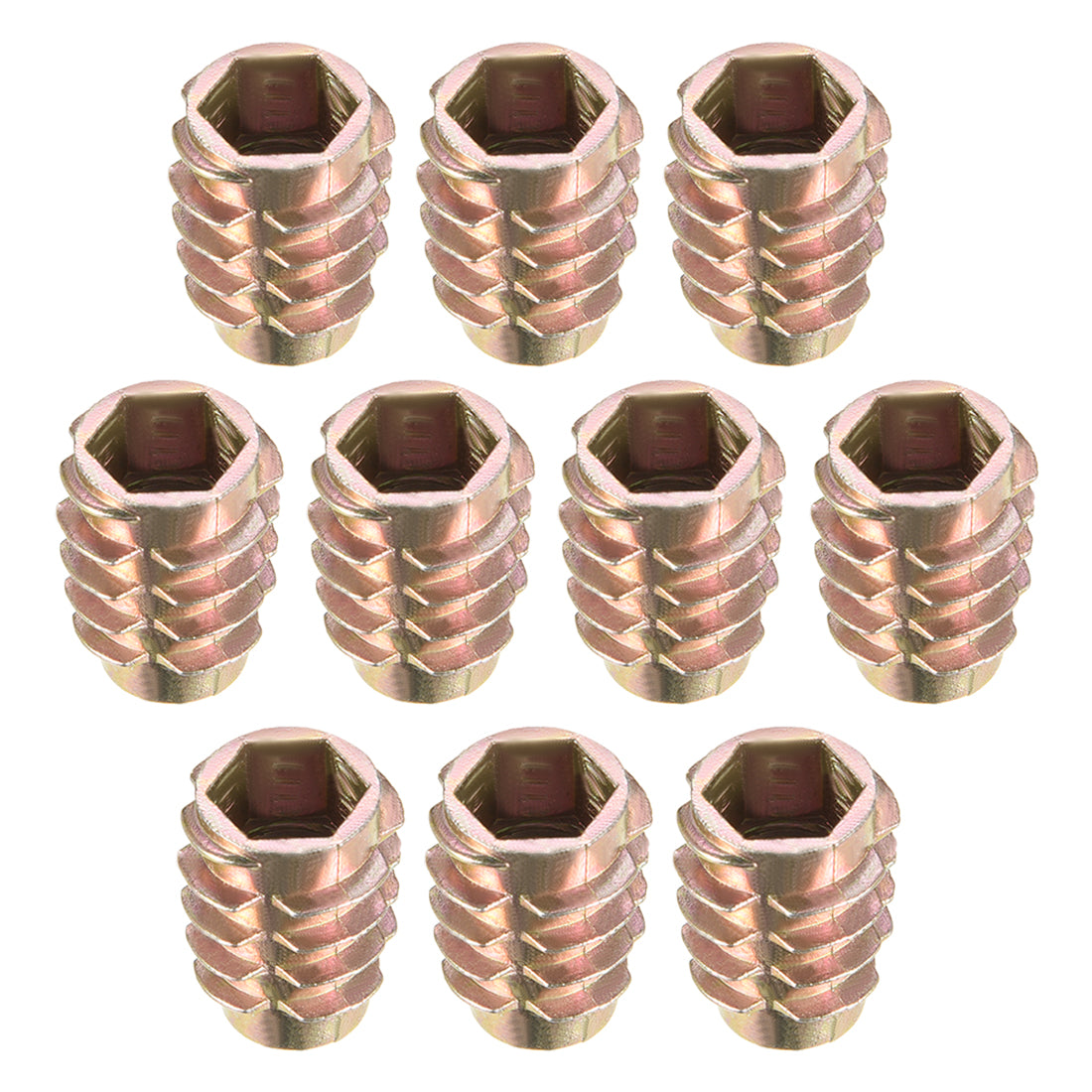 Uxcell Threaded Insert Nuts Zinc Alloy Hex-Flush M8 Internal Threads ...
