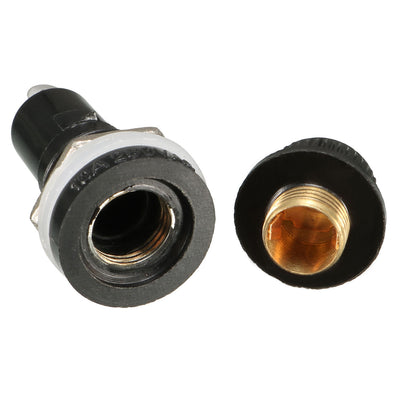 Harfington Uxcell 2pcs AC 10A 250V 5mm x 20mm Black Electrical Panel Mounted Screw Cap Fuse Holder
