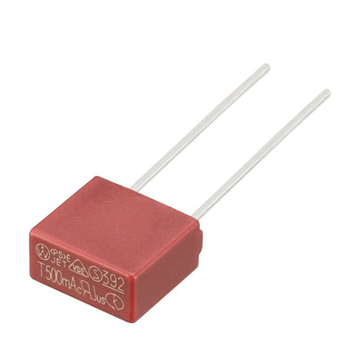 Harfington Uxcell 20Pcs DIP Mounted Miniature Square Slow Blow Micro Fuse T0.5A 0.5A 250V Red