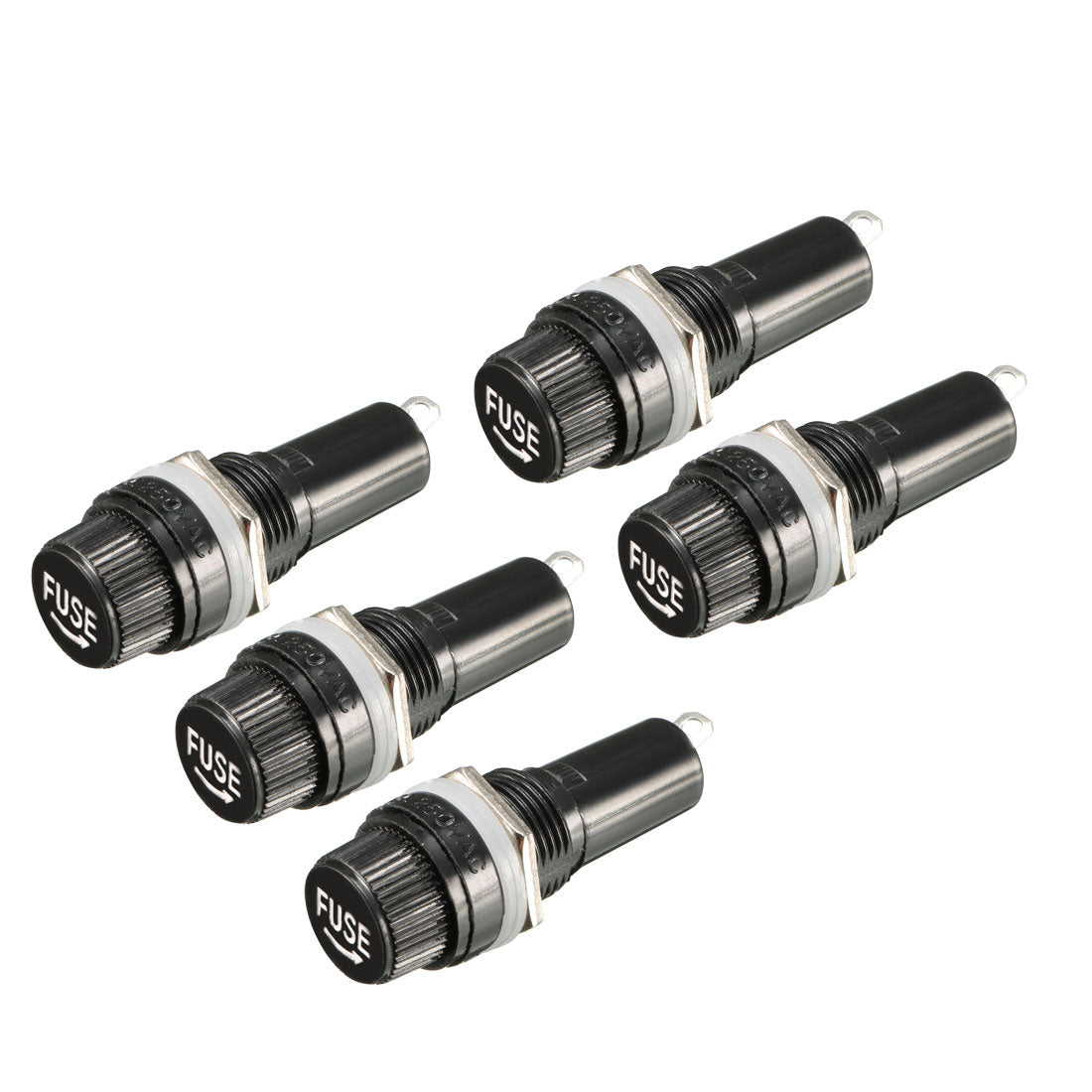uxcell Uxcell 5pcs AC 10A 250V 6mm x 30mm Black Electrical Panel Mounted Screw Cap Fuse Holder