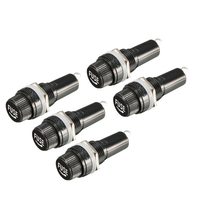 Harfington Uxcell 5pcs AC 10A 250V 6mm x 30mm Black Electrical Panel Mounted Screw Cap Fuse Holder