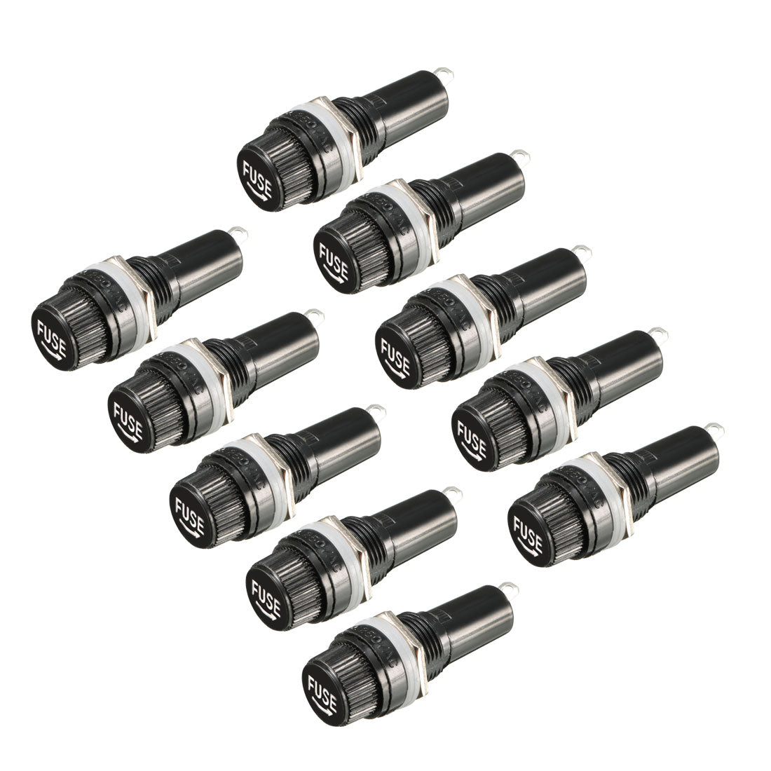 Uxcell Uxcell 10pcs AC 10A 250V 6mm x 30mm Black Electrical Panel Mounted Screw Cap Fuse Holder