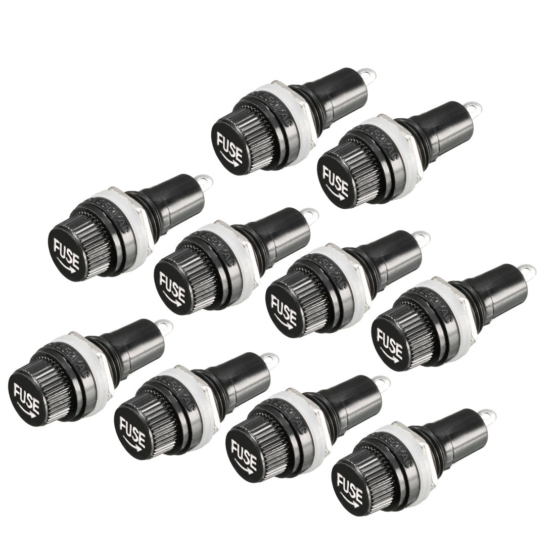 uxcell Uxcell 10pcs AC 10A 250V 5mm x 20mm Black Electrical Panel Mounted Screw Cap Fuse Holder