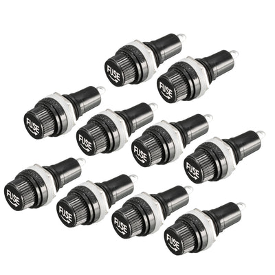 Harfington Uxcell 10pcs AC 10A 250V 5mm x 20mm Black Electrical Panel Mounted Screw Cap Fuse Holder