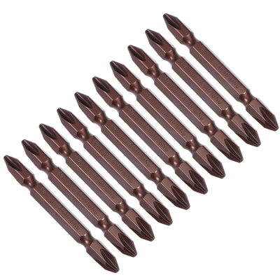 Harfington Uxcell 10 pcs 65mm 1/4" Hex Shank PH2 Magnetic Phillips Double-Ended Screwdriver Bit S2
