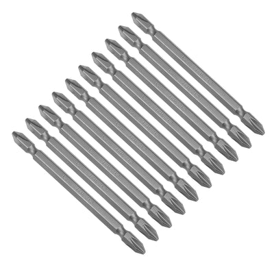 Harfington Uxcell 10pcs 75mm 1/4" Hex Shank PH2 Magnetic Phillips Double-Ended Screwdriver Bits S2