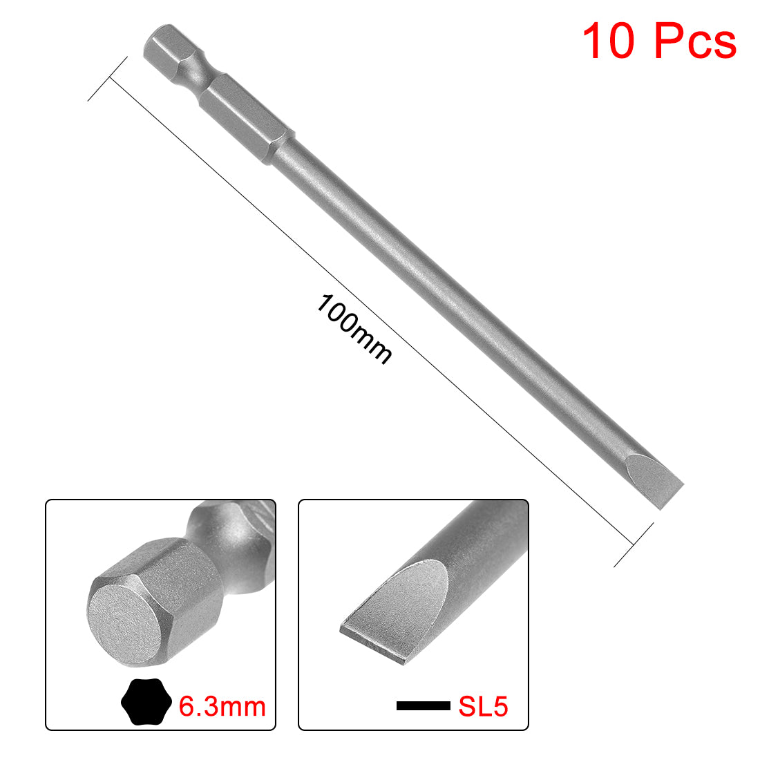 10-Piece Magnetic Slotted Screwdriver Bit Set - 3mm Tip, 1/4" Hex Shank (Uxcell)
