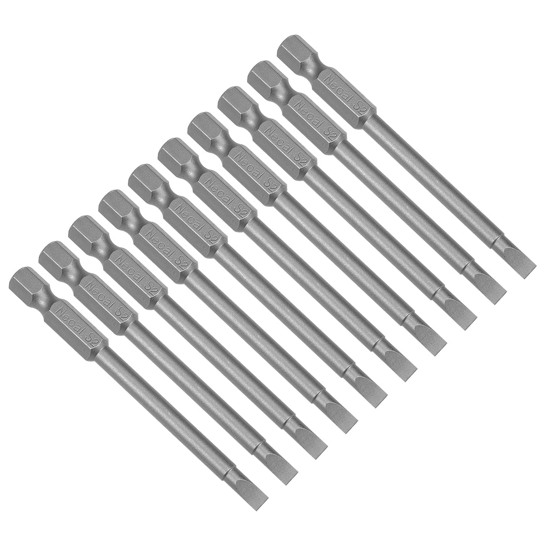 Uxcell Uxcell 10 Pcs 6mm Slotted Tip Magnetic Flat Head Screwdriver Bits, 1/4 Inch Hex Shank 2.5-inch Length S2 Power Tool