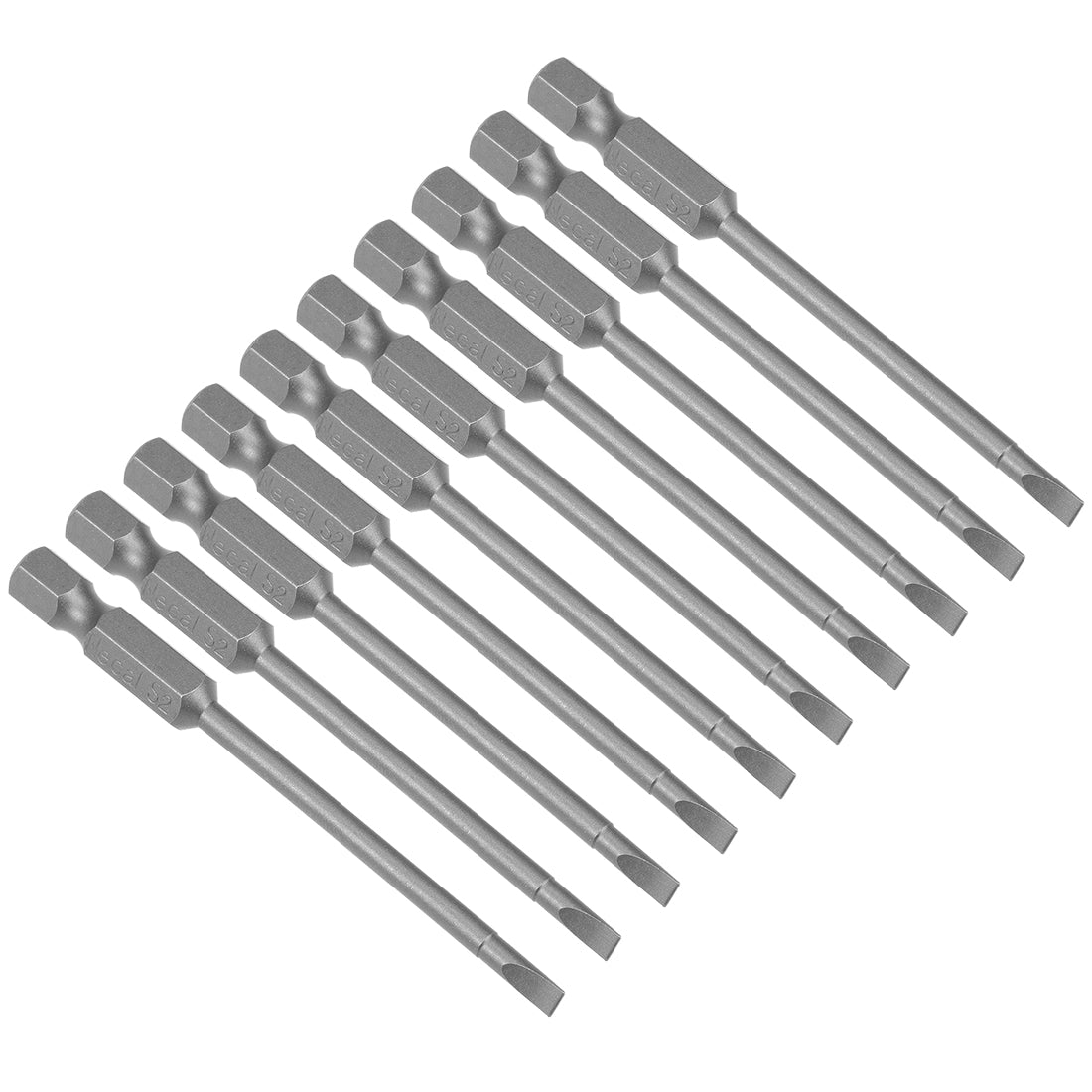 Uxcell Uxcell 10 Pcs 6mm Slotted Tip Magnetic Flat Head Screwdriver Bits, 1/4 Inch Hex Shank 2.5-inch Length S2 Power Tool