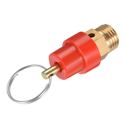 Harfington Uxcell 1/4 BSP Thread Pressure Relief Valve for Air Compressor 0.8Mpa Red Gold Tone w Split Ring 2 pcs