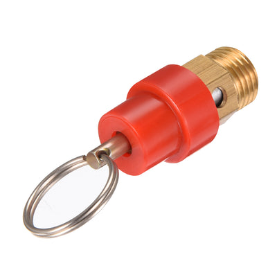 Harfington Uxcell 1/4 BSP Thread Pressure Relief Valve for Air Compressor 0.5Mpa Red Gold Tone w Split Ring