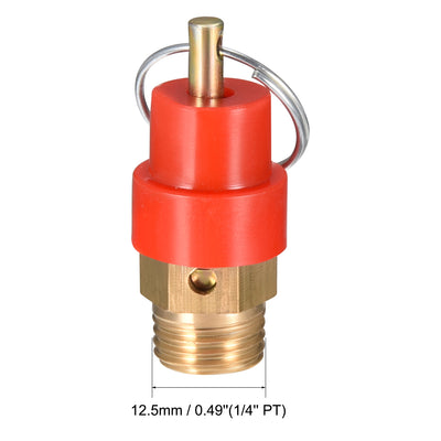 Harfington Uxcell 1/4" Thread Pressure Relief Valve for Air Compressor Red Gold Tone w Split Ring