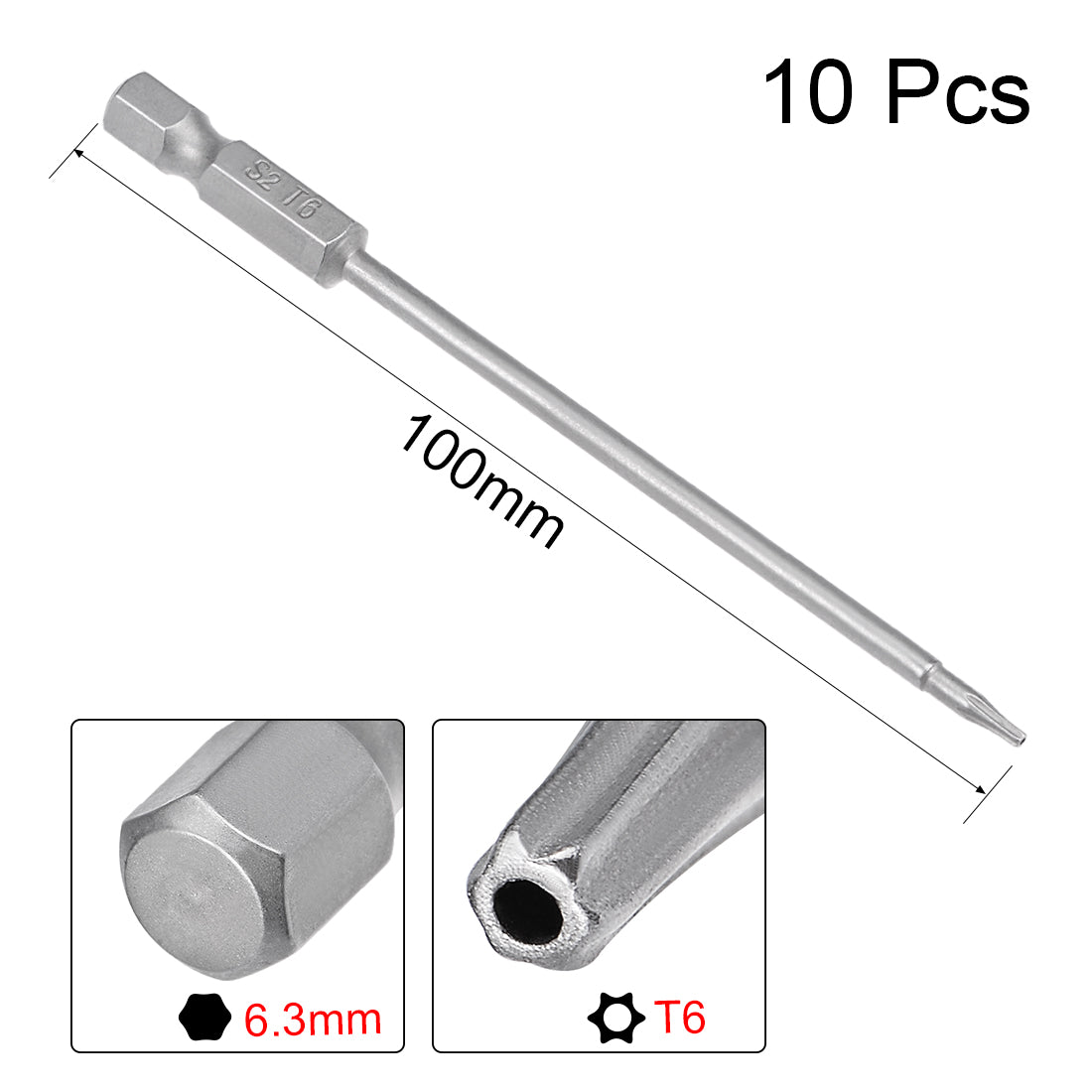 Uxcell Torx Security Schraubendreher-Bits T15 – Magnetisch, S2-Stahl, 100 Mm, 1/4" Sechskant