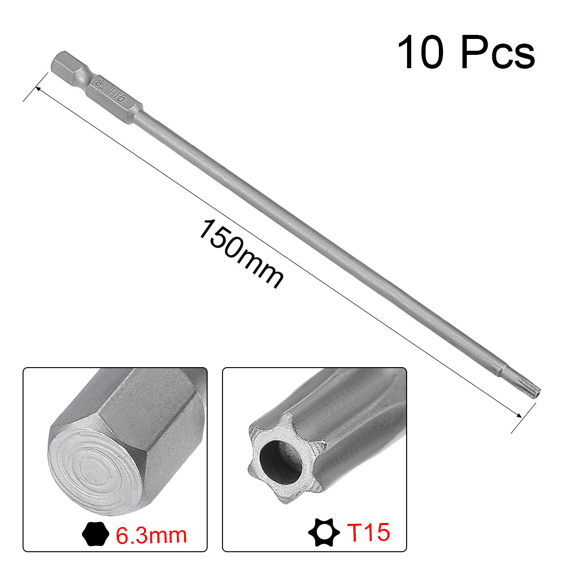8-teiliges Torx-Bitset 150 Mm – T8 Bis T40, 1/4 Zoll Sechskant, Aus S2-Stahl Für Schraubendreher Und Bohrmaschinen