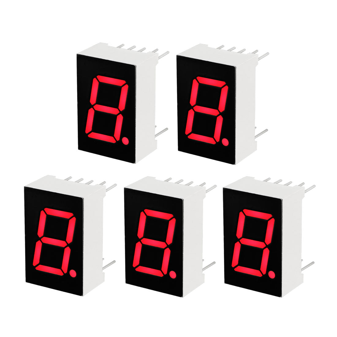 uxcell Uxcell Common Anode 10 Pin 1 Bit 7 Segment 0.75 x 0.5 x 0.31 Inch 0.5" Red LED Display Digital Tube 5pcs