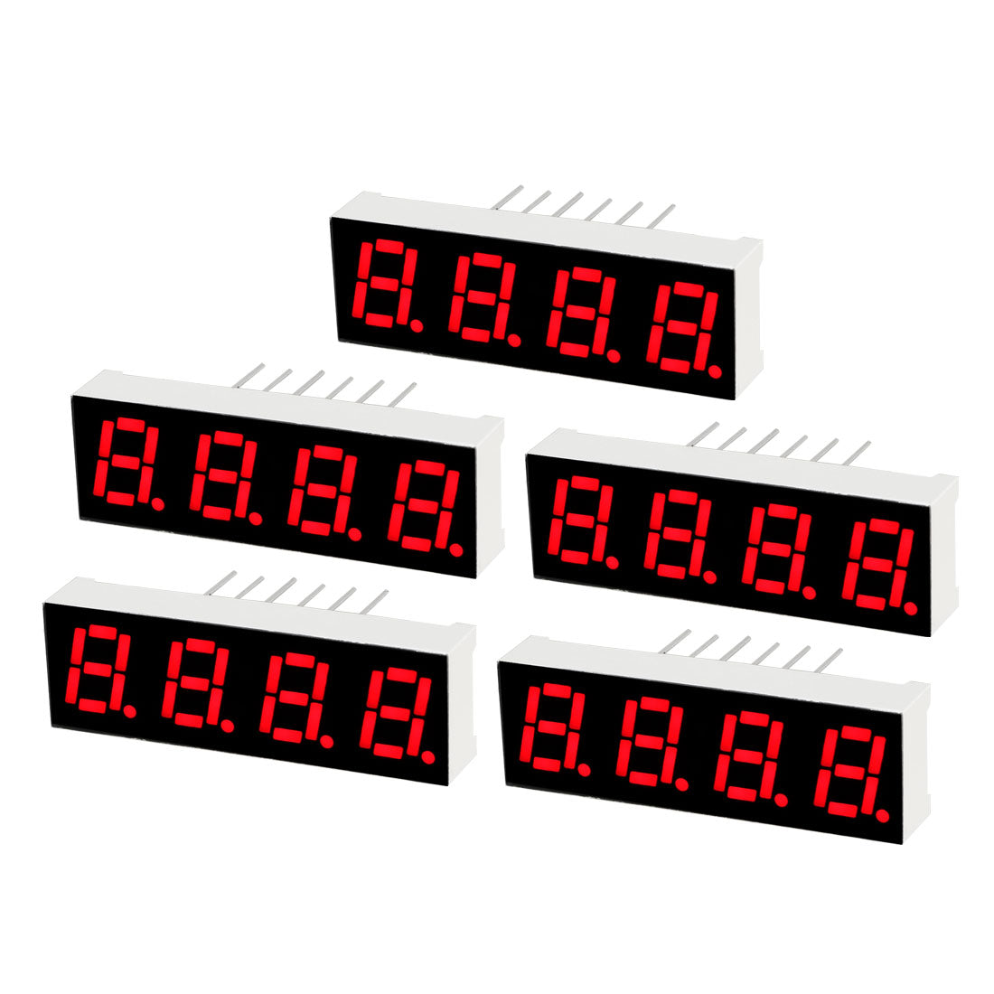 uxcell Uxcell Common Cathode 12 Pin 4 Bit 7 Segment 1.26 x 0.39 x 0.23 Inch 0.3" Red LED Display Digital Tube 5pcs