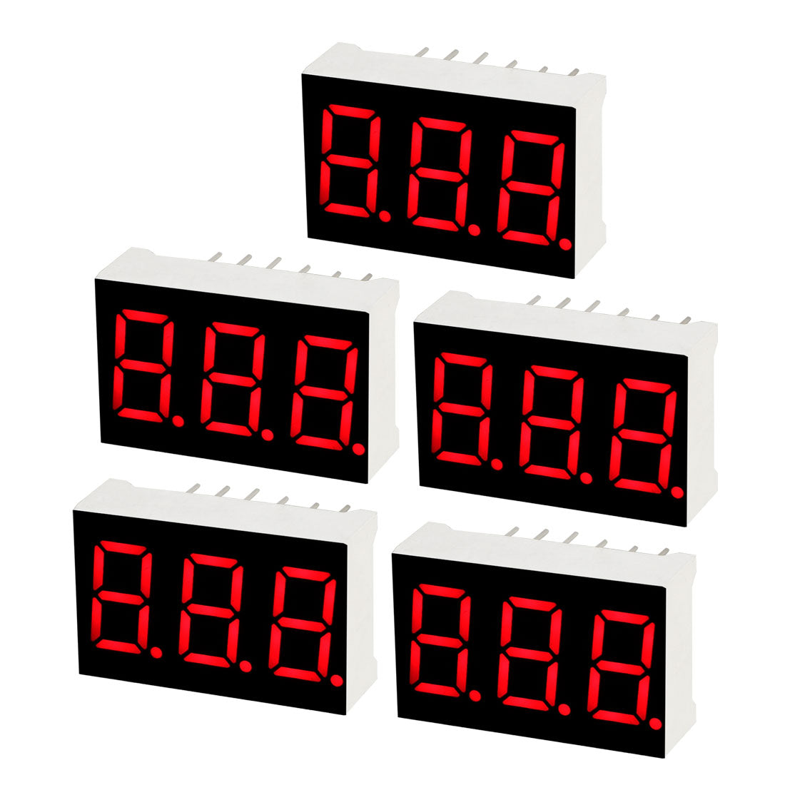 uxcell Uxcell Common Cathode 11 Pin 3 Bit 7 Segment 0.89 x 0.55 x 0.28 Inch 0.35" Red LED Display Digital Tube 5pcs