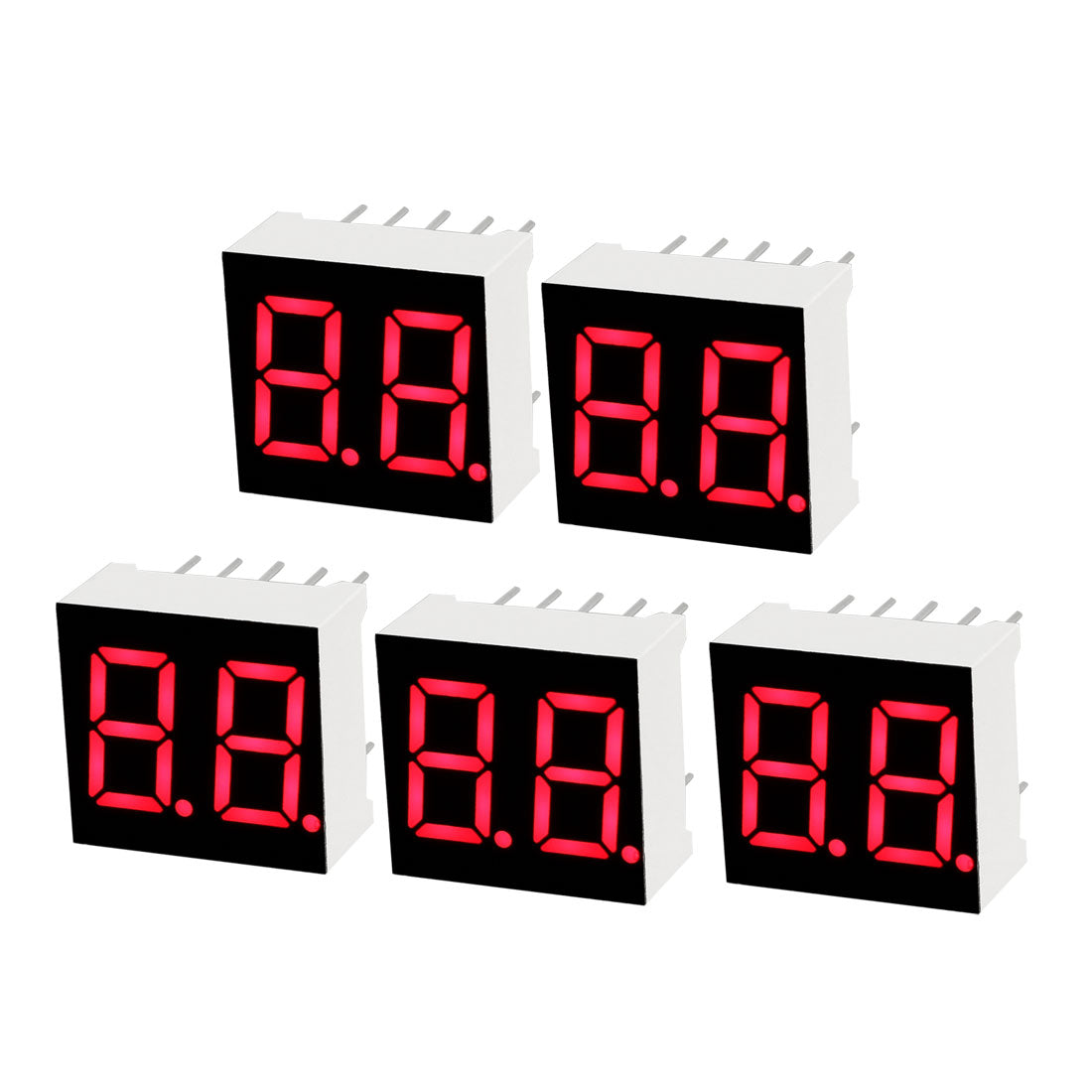 uxcell Uxcell Common Anode 10 Pin 2 Bit 7 Segment 0.59 x 0.55 x 0.28 Inch 0.35" Red LED Display Digital Tube 5pcs