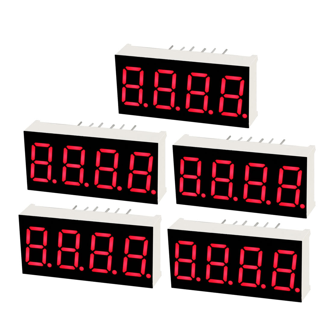 uxcell Uxcell Common Anode 12 Pin 4 Bit 7 Segment 1.18 x 0.55 x 0.28 Inch 0.35" Red LED Display Digital Tube 5pcs
