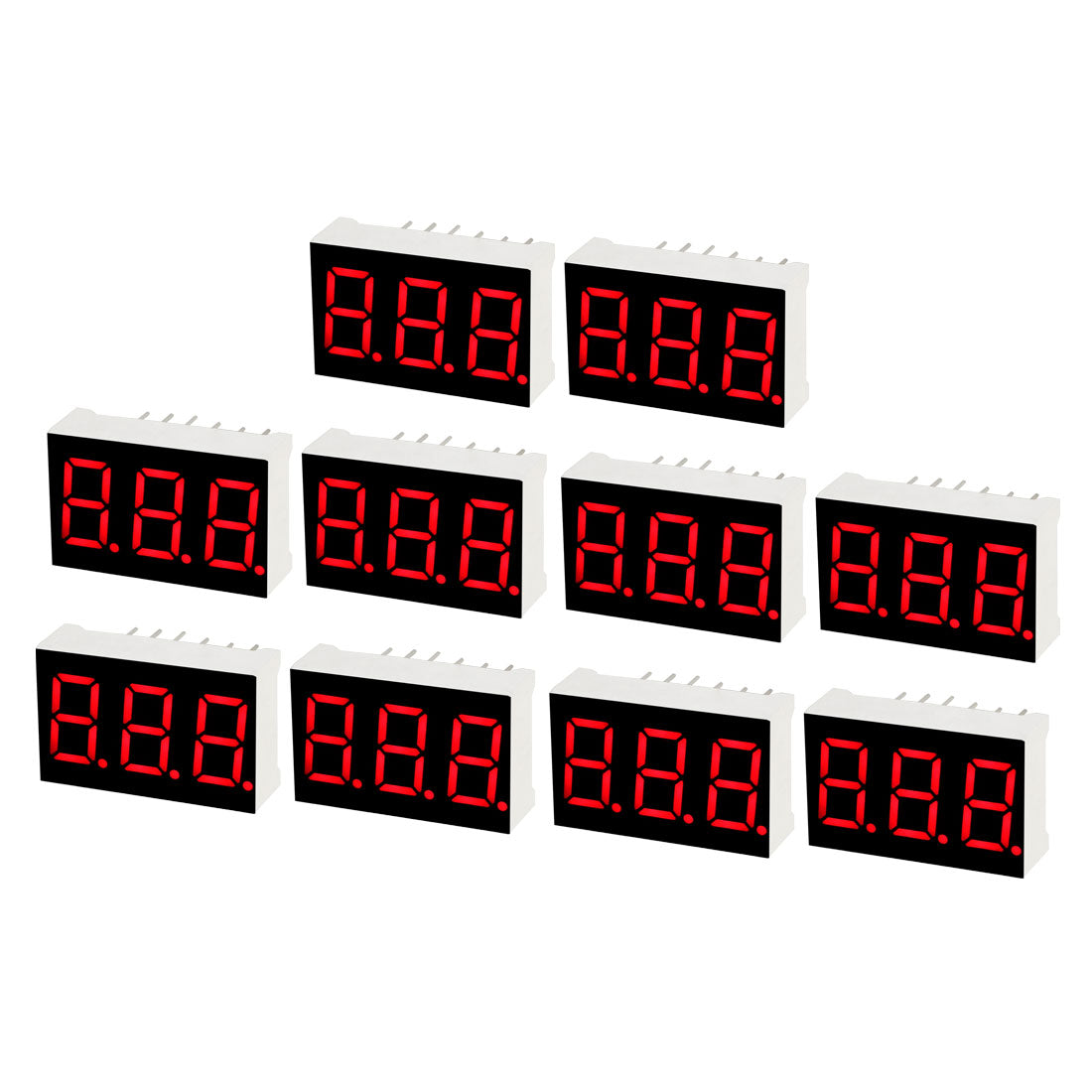 uxcell Uxcell Common Anode 11 Pin 3 Bit 7 Segment 0.89 x 0.55 x 0.28 Inch 0.35" Red LED Display Digital Tube 10pcs