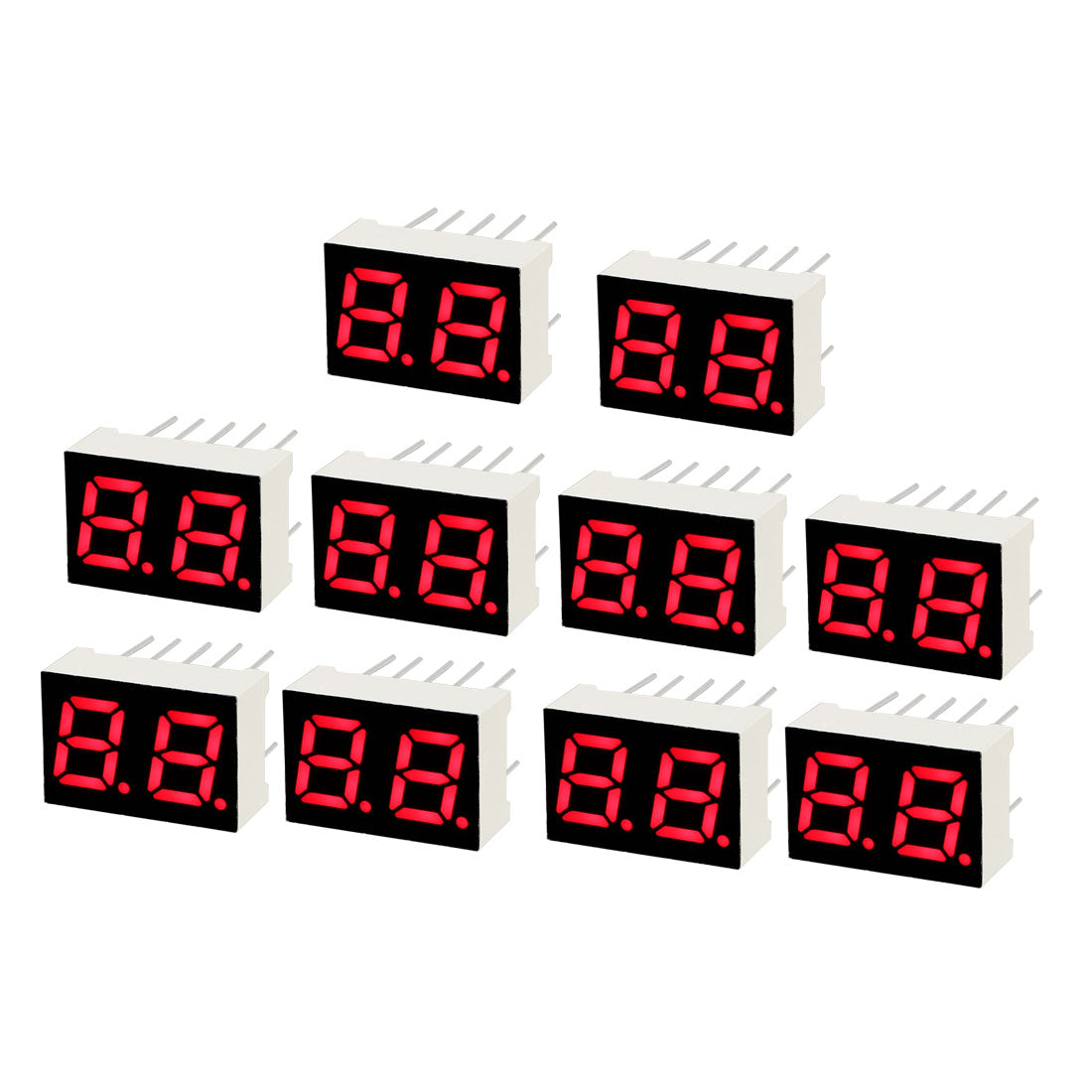 Uxcell Uxcell Common Anode 10 Pin 2 Bit 7 Segment 0.59 x 0.39 x 0.24 Inch 0.28" Red LED Display Digital Tube 10pcs