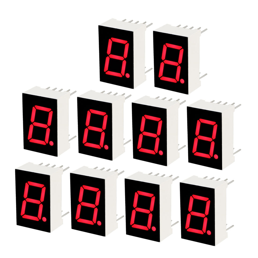 uxcell Uxcell Common Cathode 10 Pin 1 Bit 7 Segment 0.75 x 0.5 x 0.31 Inch 0.55" Red LED Display Digital Tube 10pcs