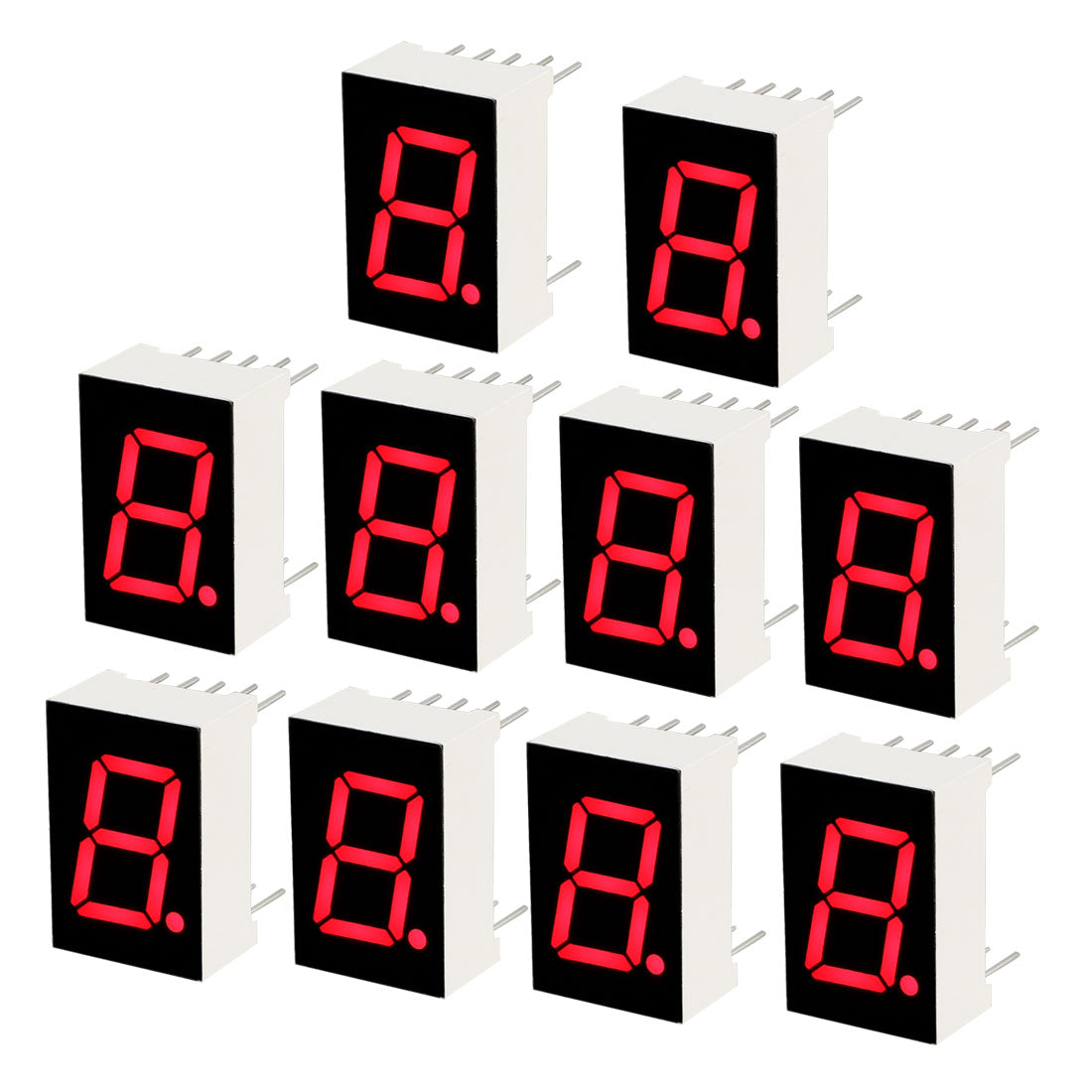 uxcell Uxcell Common Anode 10 Pin 1 Bit 7 Segment 0.75 x 0.5 x 0.31 Inch 0.5" Red LED Display Digital Tube 10pcs