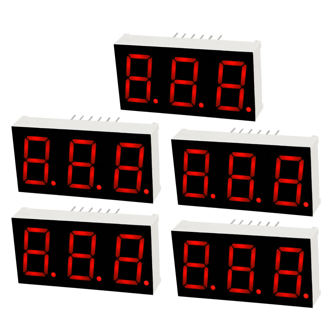 uxcell Uxcell Common Anode 12 Pin 3 Bit 7 Segment 1.48 x 0.75 x 0.31 Inch 0.55" Red LED Display Digital Tube 5pcs