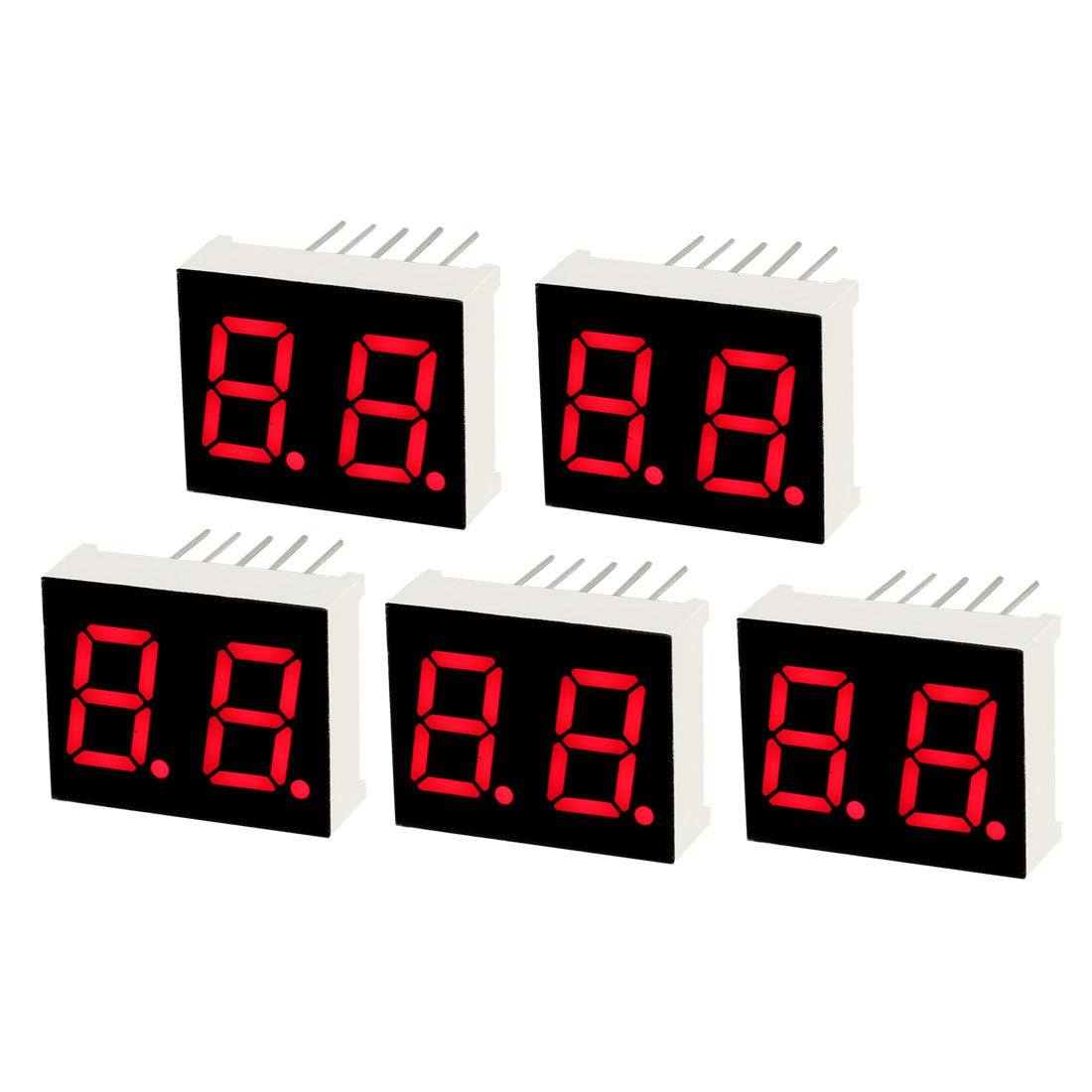 uxcell Uxcell Common Cathode 10 Pin 2 Bit 7 Segment 0.79 x 0.63 x 0.28 Inch 0.4" Red LED Display Digital Tube 5pcs