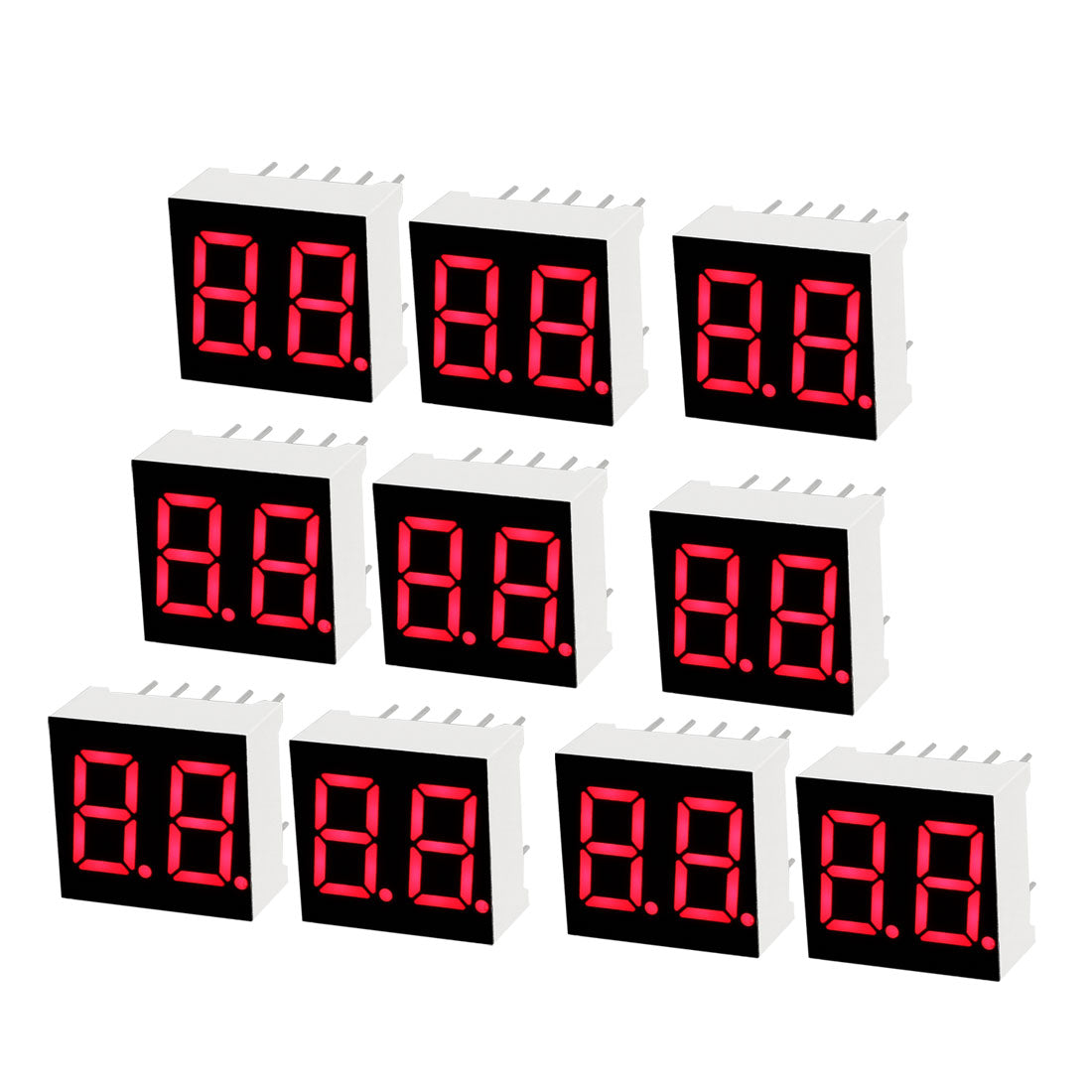 uxcell Uxcell Common Anode 10 Pin 2 Bit 7 Segment 0.59 x 0.55 x 0.28 Inch 0.35" Red LED Display Digital Tube 10pcs