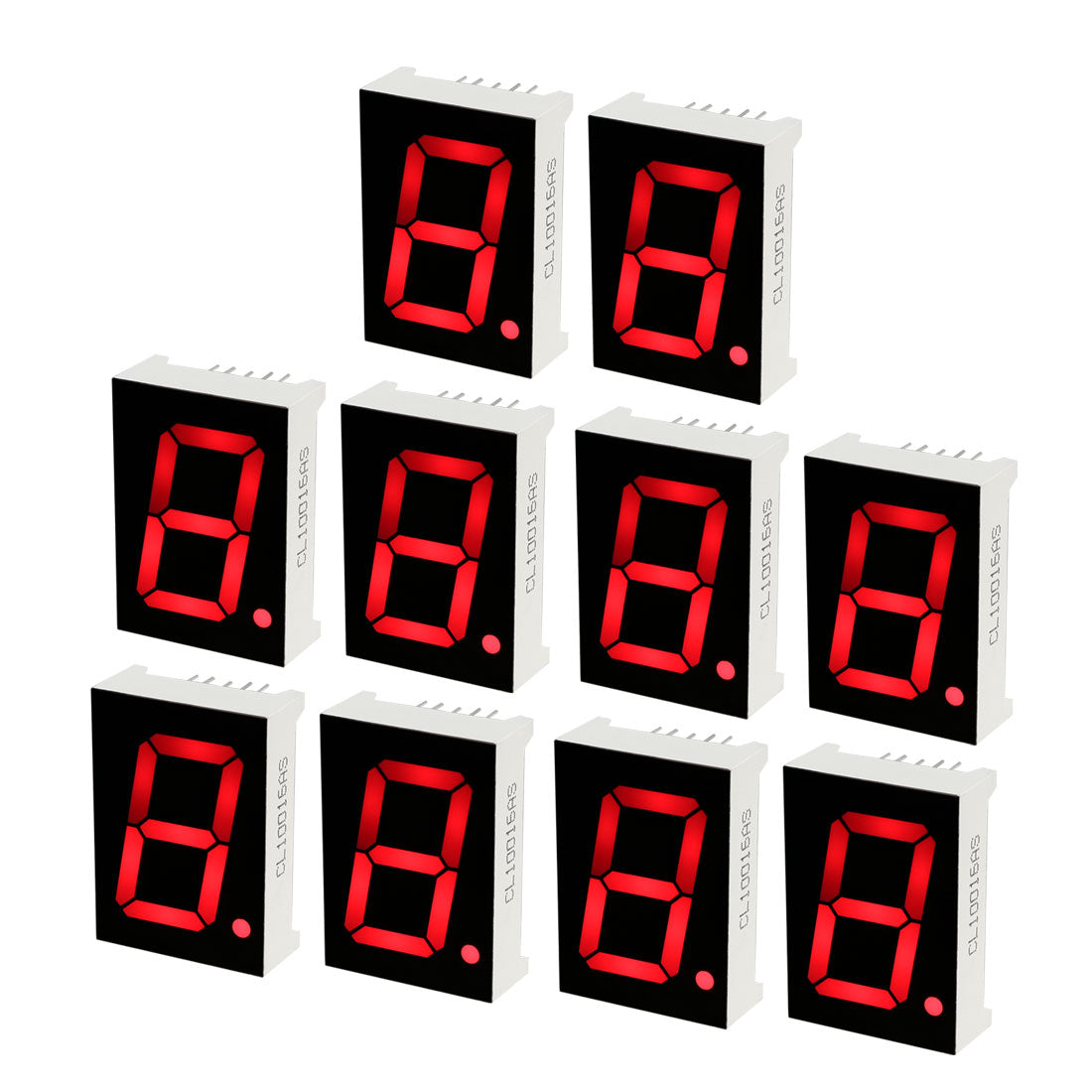 uxcell Uxcell Common Cathode 10 Pin 1 Bit 7 Segment 1.34 x 0.94 x 0.41 Inch 1" Red LED Display Digital Tube 10pcs