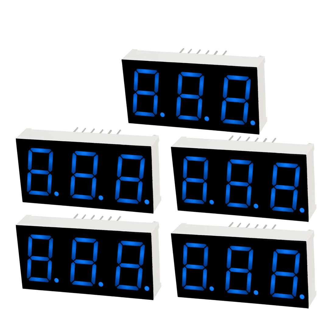 uxcell Uxcell Common Anode 12 Pin 3 Bit 7 Segment 1.48 x 0.75 x 0.31 Inch 0.55" Blue LED Display Digital Tube 5pcs