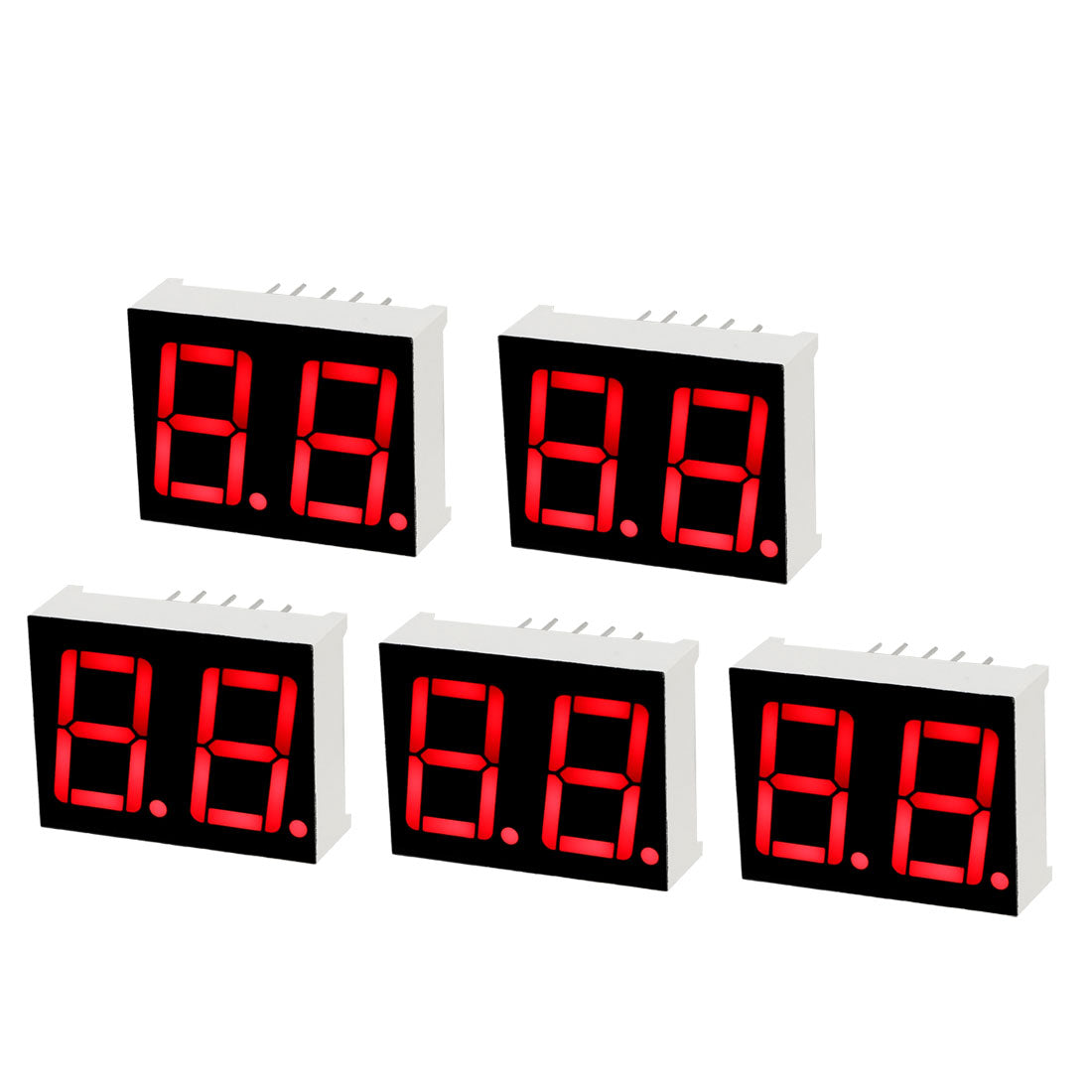 uxcell Uxcell Common Cathode 10 Pin 2 Bit 7 Segment 0.98 x 0.75 x 0.31 Inch 0.55" Red LED Display Digital Tube 5pcs