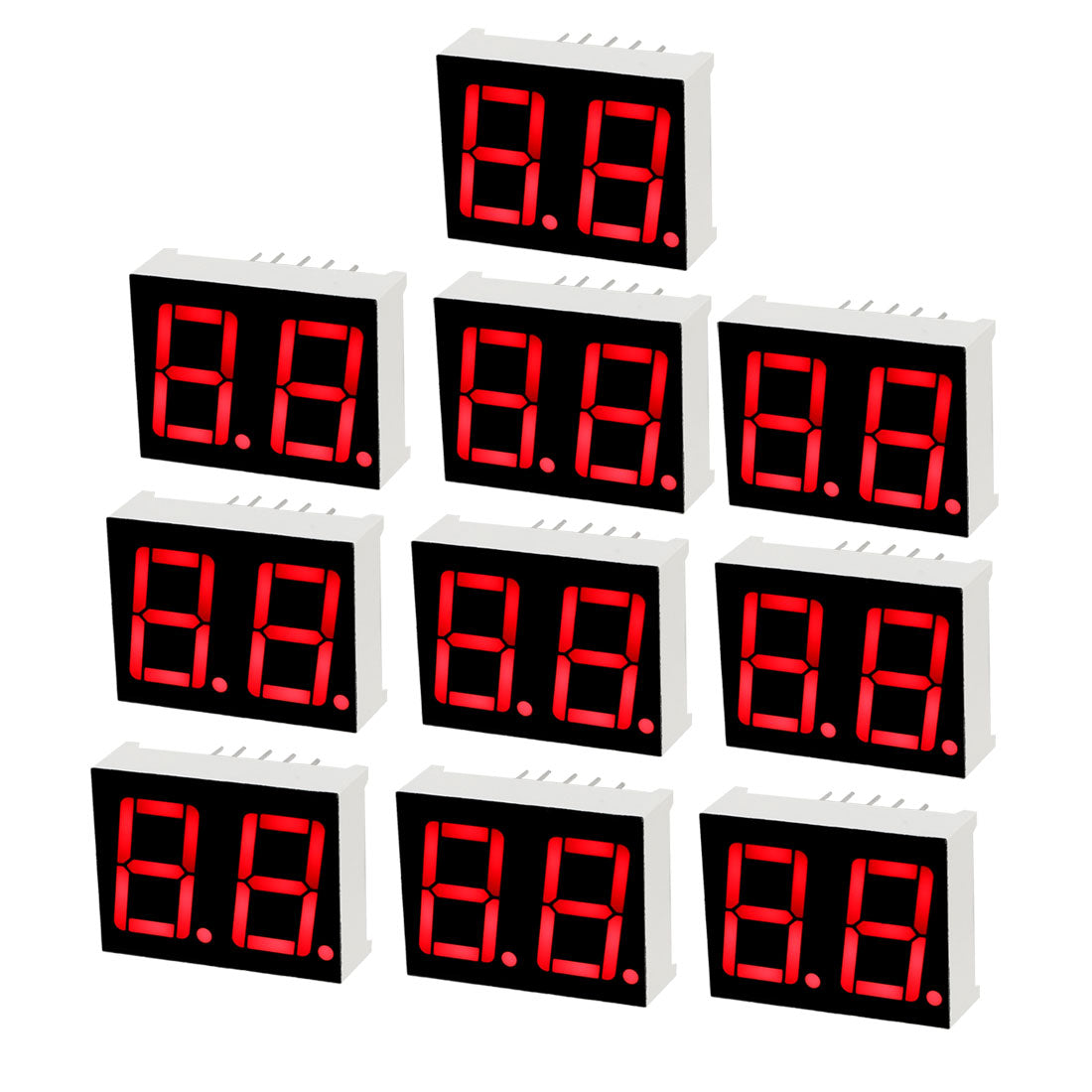 uxcell Uxcell Common Cathode 10 Pin 2 Bit 7 Segment 0.98 x 0.75 x 0.31 Inch 0.55 Inch Red LED Display Digital Tube 10pcs