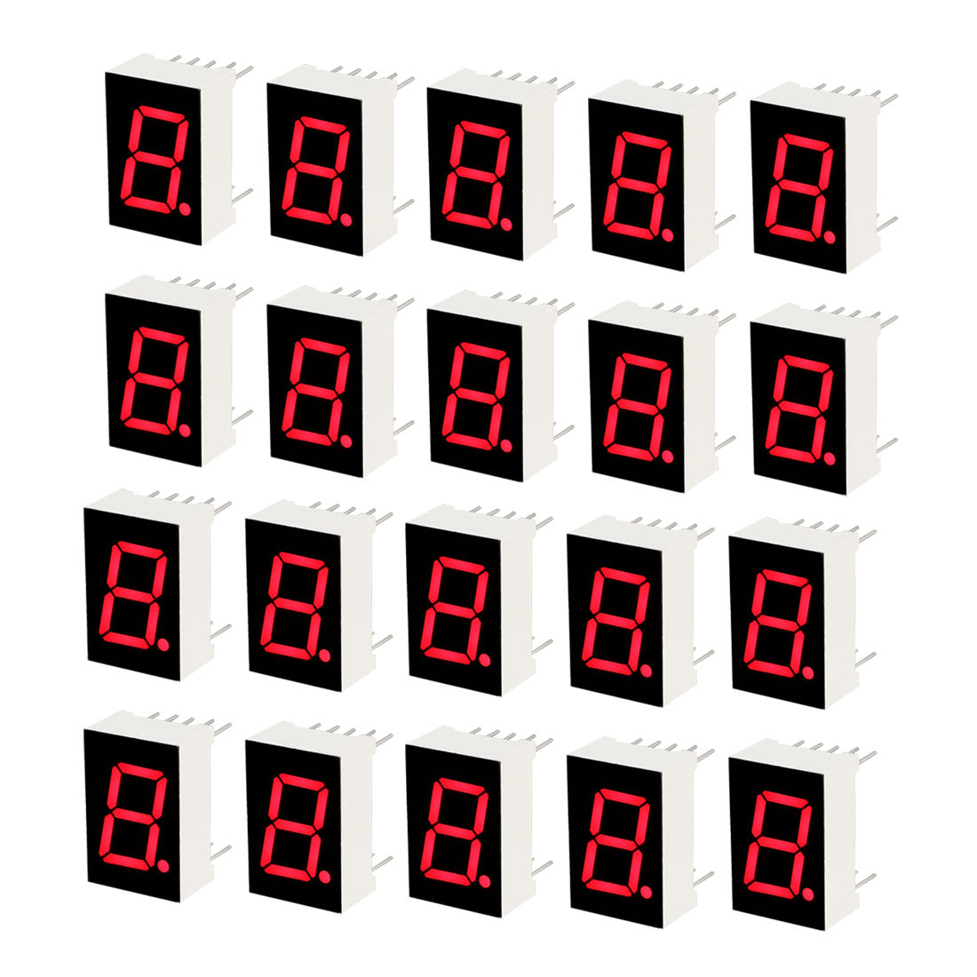 uxcell Uxcell Common Cathode 10 Pin 1 Bit 7 Segment 0.75 x 0.5 x 0.31 Inch 0.5" Red LED Display Digital Tube 20pcs