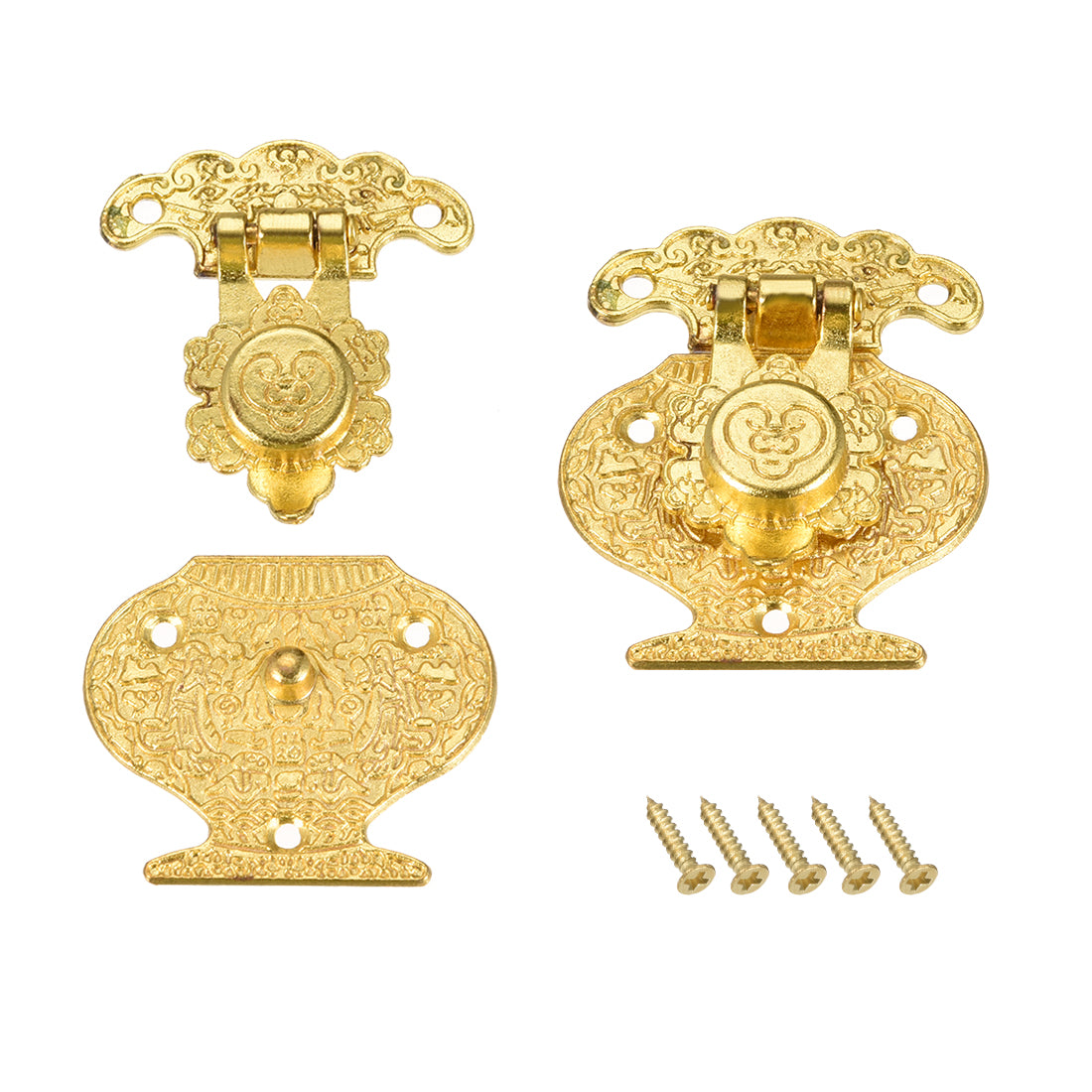 uxcell Uxcell 2 Sets Wood Case Chest Box Rectangle Clasp Closure Hasp Latches Gold Tone 51 x 41mm