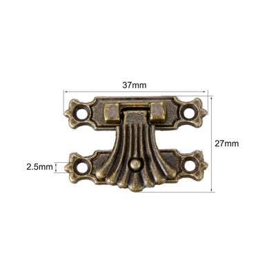 Harfington Uxcell 5 Sets Wood Case Chest Box Rectangle Clasp Closure Hasp Latches Bronze Tone 37 x 27mm