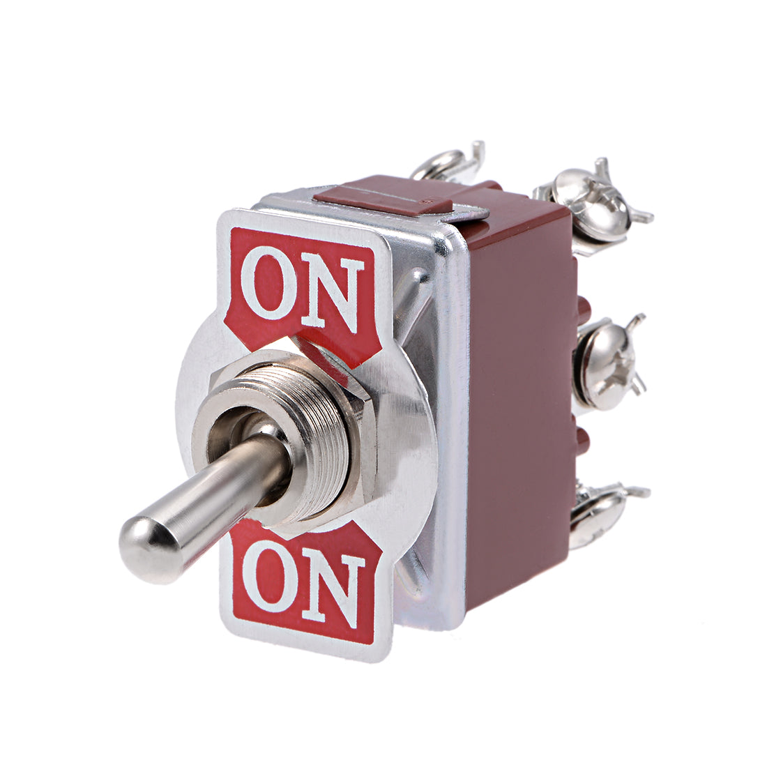 uxcell Uxcell DPDT Momentary Rocker Toggle Switch Heavy-Duty 15A 250V 6P ON/ON Metal Bat 1pcs