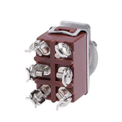 Harfington Uxcell DPDT Momentary Rocker Toggle Switch Heavy-Duty 20A 250V 6P ON/OFF/ON Metal Bat 5pcs
