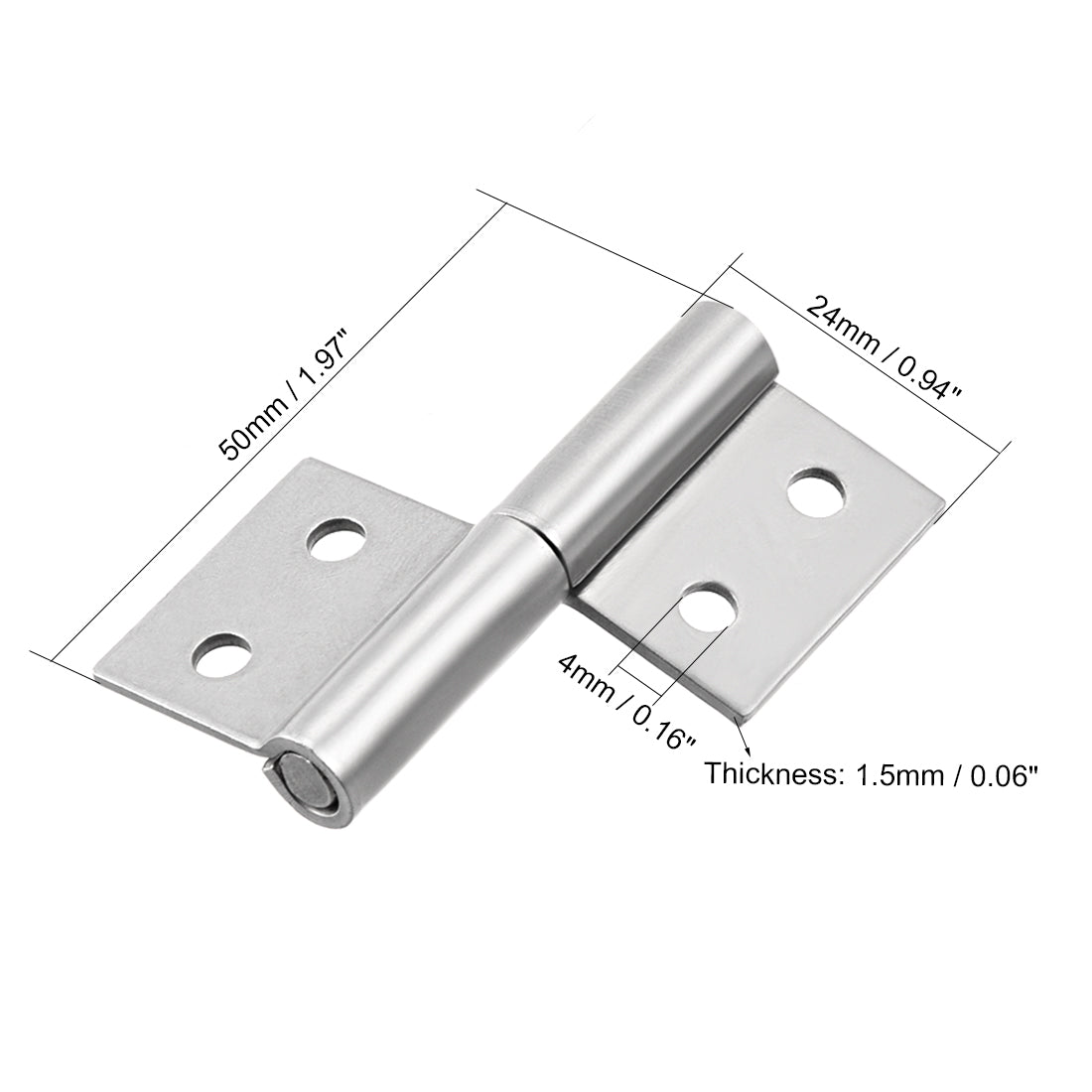 uxcell Uxcell 2-inch Long Steel Small Slip Joint Flag Hinge - Lift Off Right Handed Lid Door