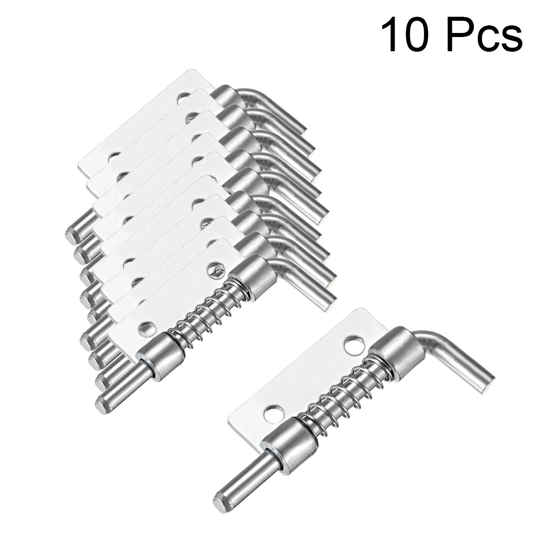 uxcell Uxcell 10pcs Carbon Steel Lock Bolt Spring Loaded Pin Latch 56mm Long (Right)