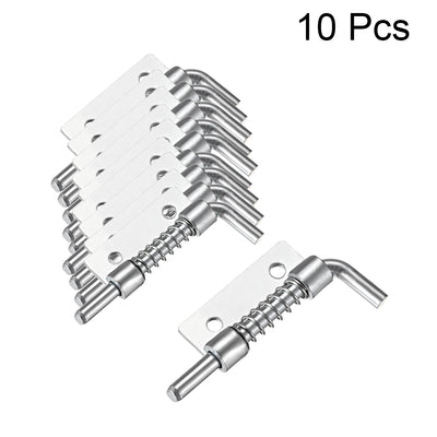 Harfington Uxcell 10pcs Carbon Steel Lock Bolt Spring Loaded Pin Latch 56mm Long (Right)