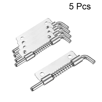 Harfington Uxcell 5pcs Carbon Steel Lock Bolt Spring Loaded Pin Latch 93mm Long (Right)