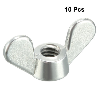 Harfington Uxcell M4 Wing Nuts Zinc Plated Fasteners Parts Butterfly Nut Silver Tone 10pcs